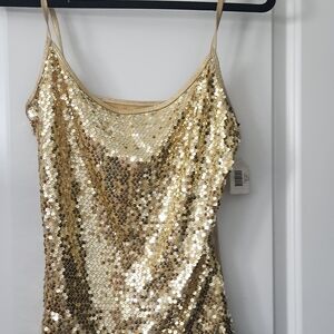 Gold Sequin Tank Top